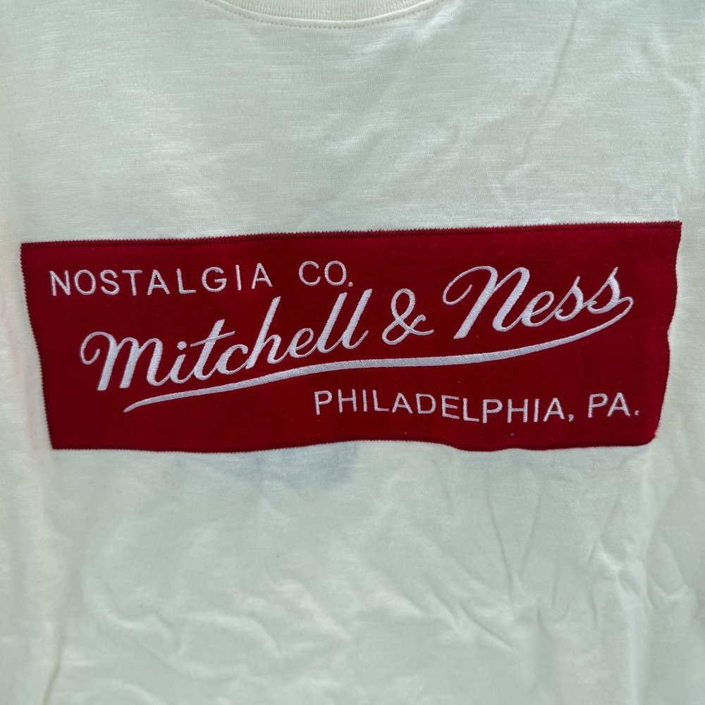 Mitchell & Ness Heritage SS Slub Tee Vintage Logo Cream Mens L FC8332-MNNCRSC - Picture 2 of 8